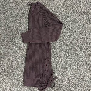 Pink Rose size small purple side-tie sweater.